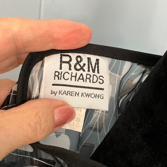 VTG R&M Richards By Karen Kwong Sheer Black White Floral Open Front Duster Y2K - Picture 4 of 8